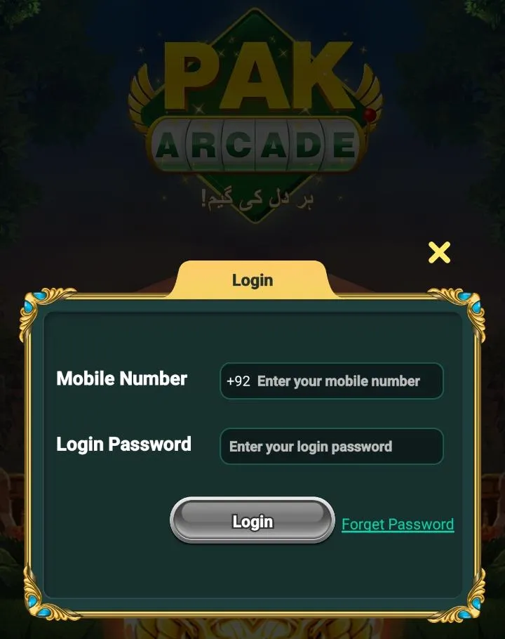 Pak Arcade Game Login